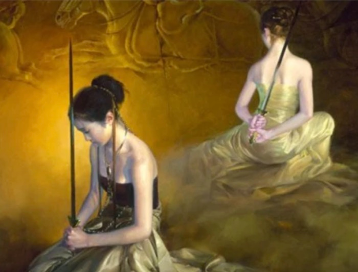 JiaLu 中国の女流画家 額 絵画 JiaLu 中国の女流画家額絵画