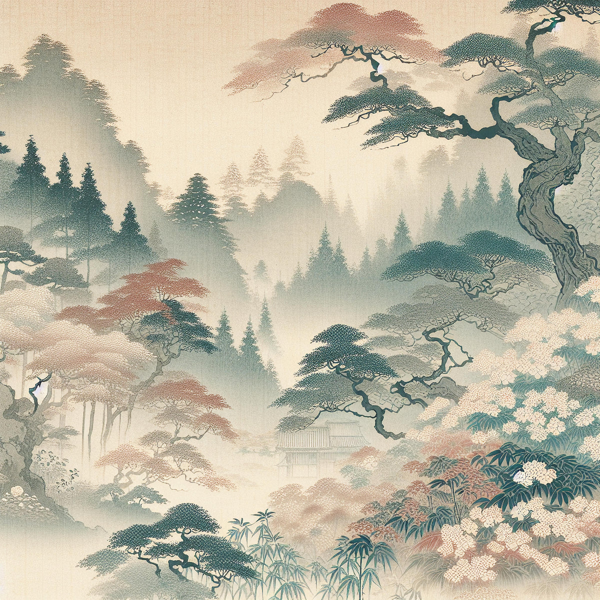 Japanese Silk Screen Wall Art Print for Sale