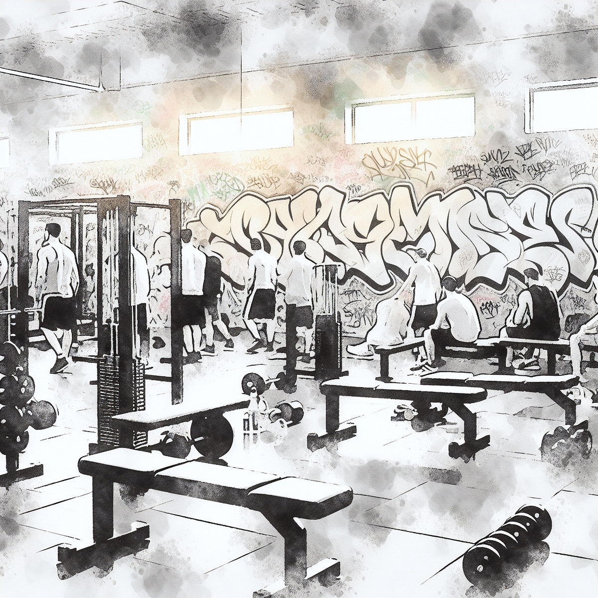 Graffiti Gym Wall Art Print for Sale