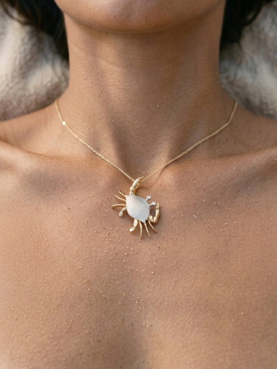 14k 2/tone 25mm Crab Pendant with 2 Diamonds