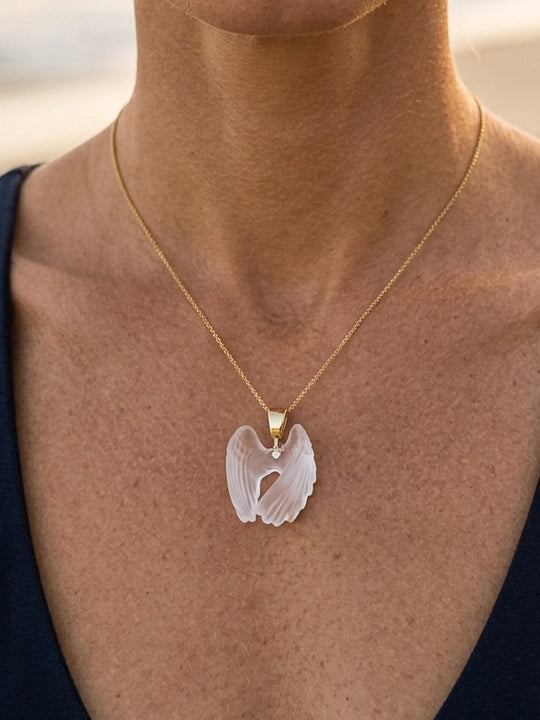 14K Yellow Gold Spirit Wings Pendant with Diamond