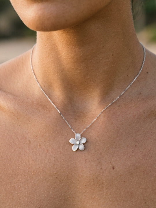 14k 13mm Plumeria Slide with 0.03 carats diamond