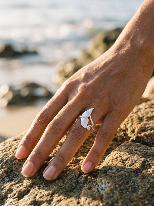 Precious Silver Whale Tail Ring