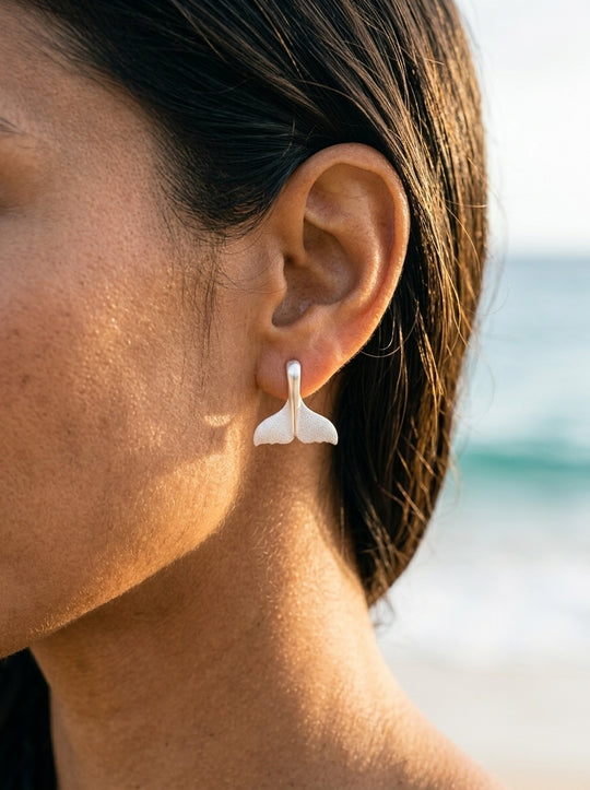 Precious Silver 20mm "Whale Tail" Earrings