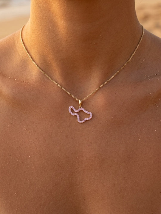 14k "Maui" Pendant with 30 Pink Sapphires