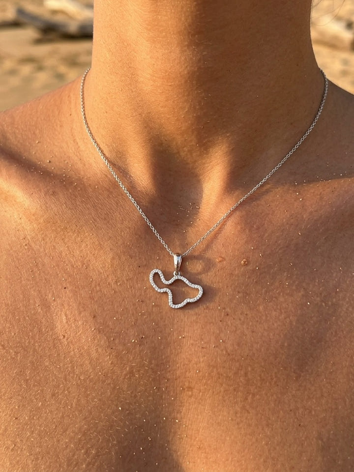14k "Maui" Pendant with 44 Diamonds — close-up on model