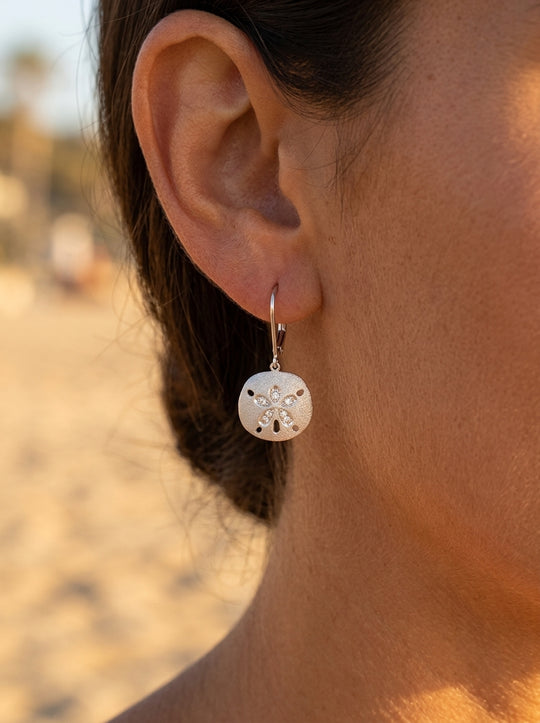 10mm 14k Sand Dollar Earring with 10 diamonds