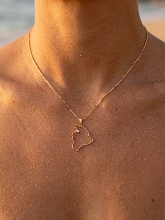 14ky " Big Island" Pendant with 0.03ct Diamond (for WAIKOLOA)