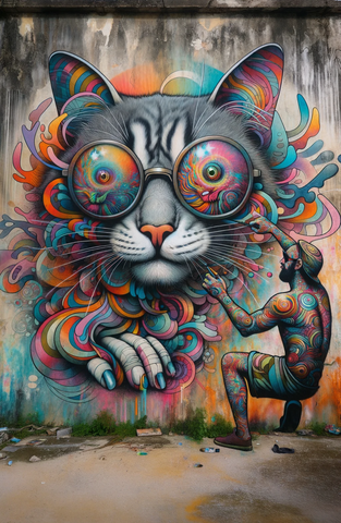 Graffiti Psychedelic Cat