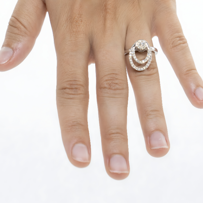 Spinner Ring 14K White Gold 0.55CT Diamond Spinner Ring