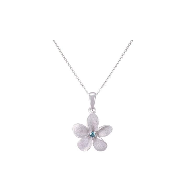 18 Plumeria Pendant / Necklace in Rose Gold with Diamond - 14mm