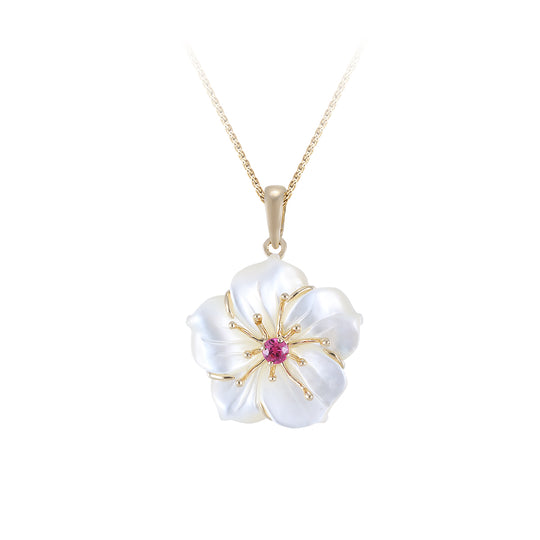 2 / ton 14k lustre Plumeria Diamond Pendant