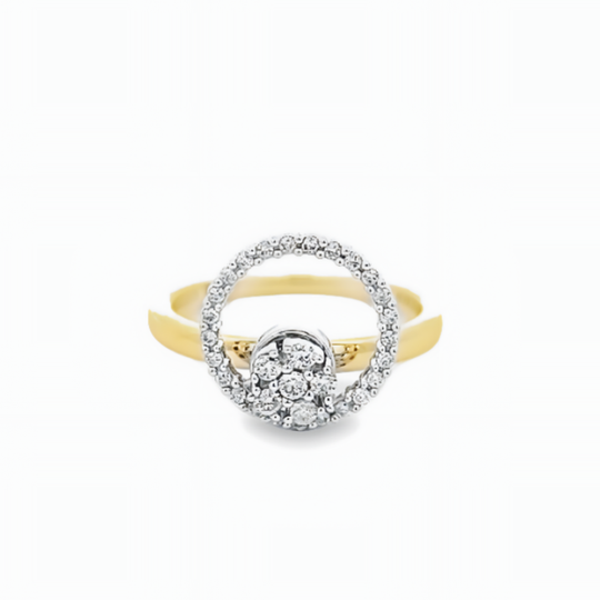 14K YELLOW AND WHITE GOLD SINGLE CIRCLE SPINNER RING WITH 0.29CTW