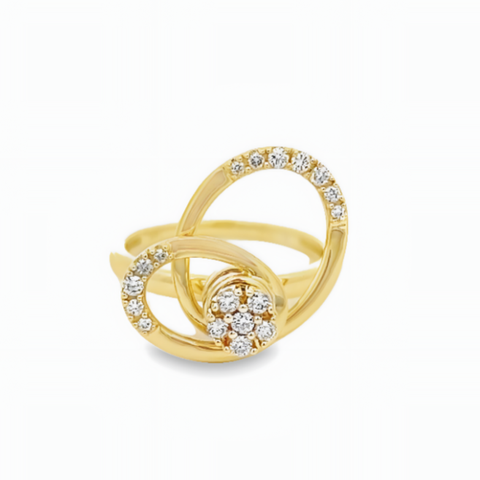 14K YELLOW GOLD DOUBLE OVAL SPINNER RING WITH 0.28CT DIAMONDS