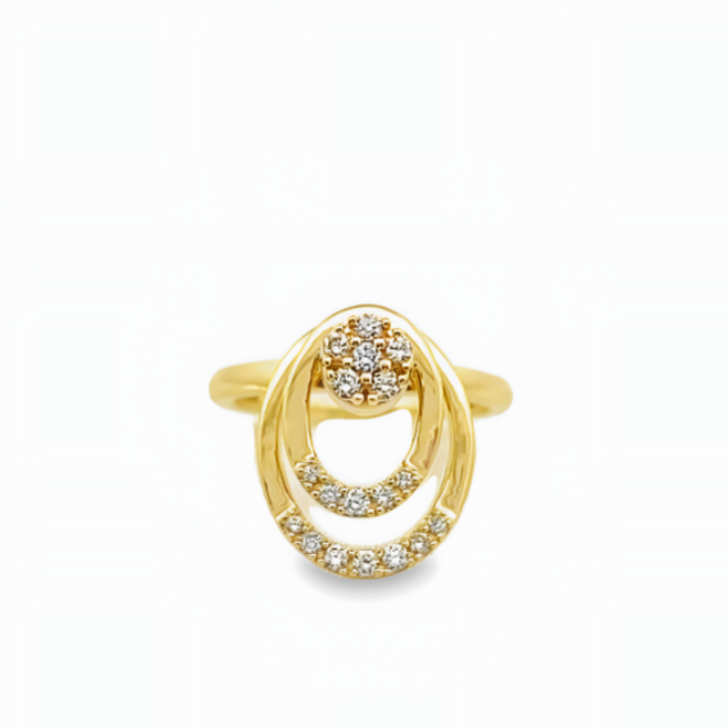 14K YELLOW GOLD DOUBLE OVAL SPINNER RING WITH 0.28CT DIAMONDS