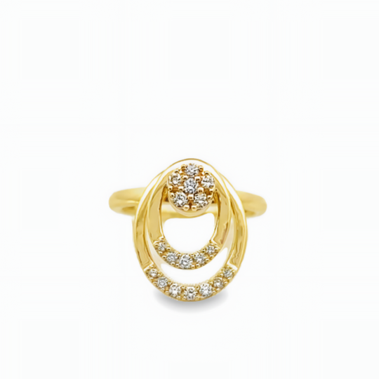 14K YELLOW GOLD DOUBLE OVAL SPINNER RING WITH 0.28CT DIAMONDS