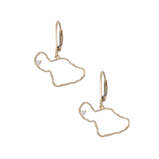 14ky "Maui" Earrings with Dangle Leverbacks, w/2 diamonds(At Lahaina)