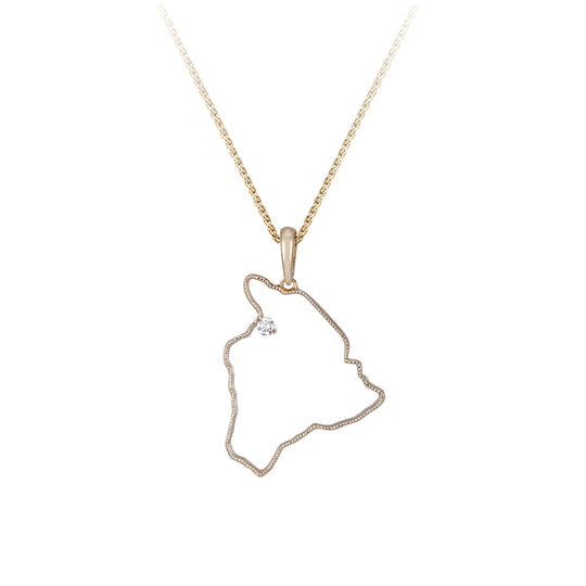 14ky " Big Island" Pendant with 0.03ct Diamond (for WAIKOLOA)