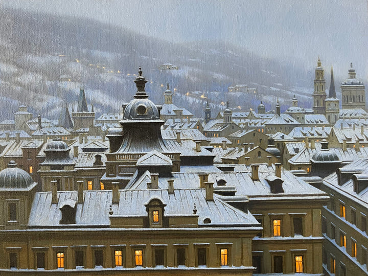 SNOWY EVENING IN PRAGUE