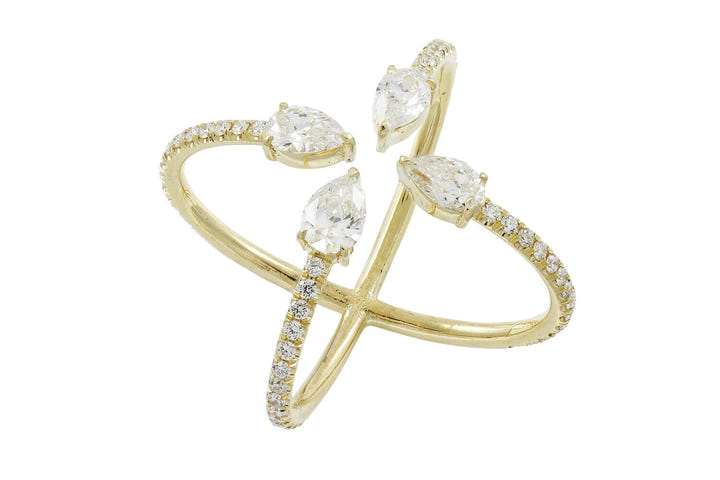 Pear Diamond X Ring