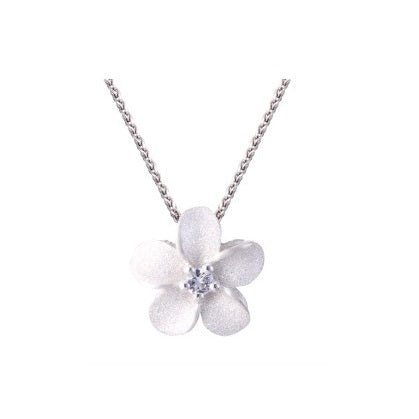 Precious Silver 11mm Plumeria Slide with White Sapphire