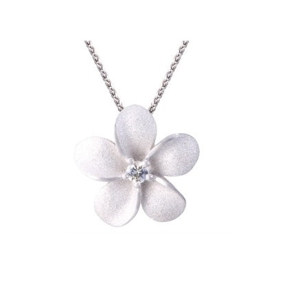 15MM PLUMERIA SLIDE PENDANT WITH WHITE SAPPHIRE