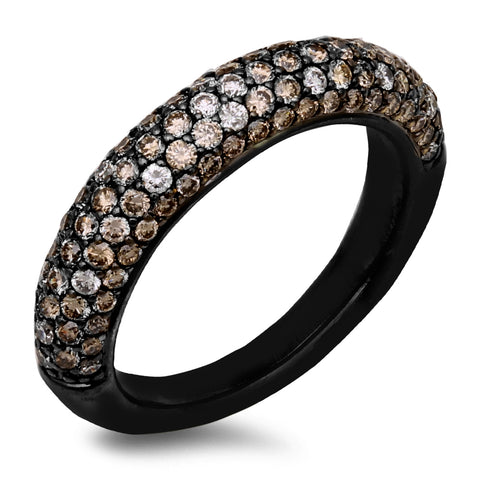 18K Black Rhodium Gold Band Diamond Ring