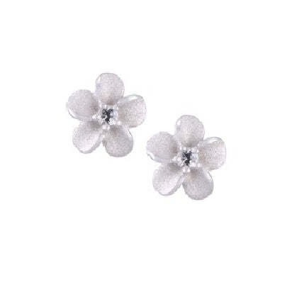 SILVER PLUMERIA EARRINGS