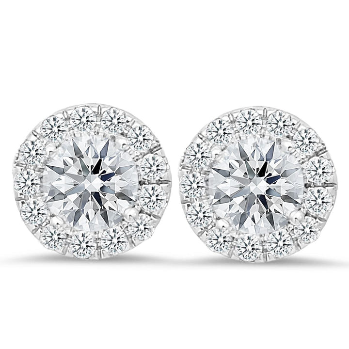 18K white gold stud earrings with 0.42 CT and 3.00 CT diamonds