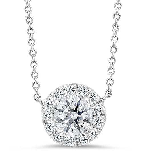 18K white gold pendant with 0.15ct diamonds and .45ct diamond center