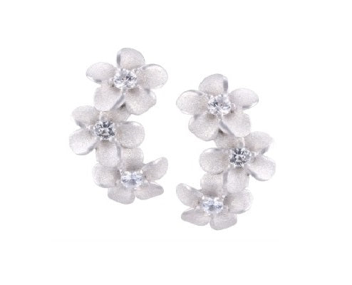 SILVER PLUMERIA EARRINGS