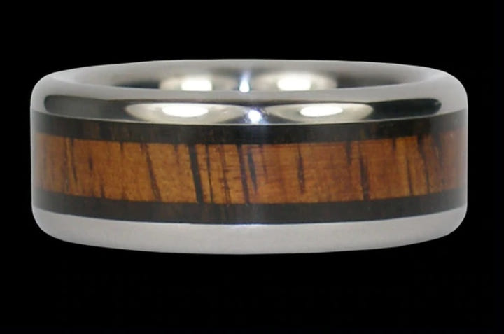 African Blackwood and Koa Hawaii Titanium Ring