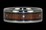 Mens Diamond Wood Titanium Ring