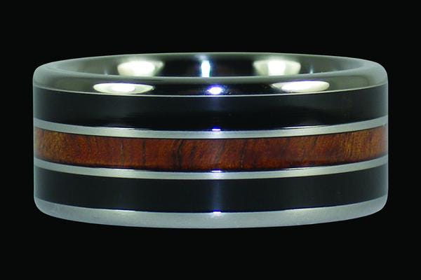 Black Wood and Koa Big Kahuna Ring