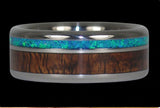 Blue Opal et Hawaiian KOA Titanium Ring