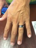 Dark Koa Offset Inlay Titanium Ring