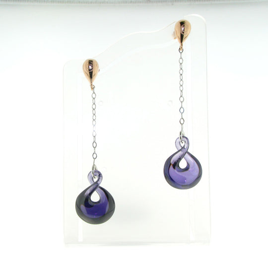 Sterling Silver Purple Zircon Drop Earrings