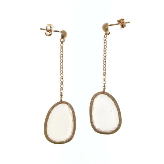 Sterling Silver Rose-Colored Murano Glass Drop Earrings