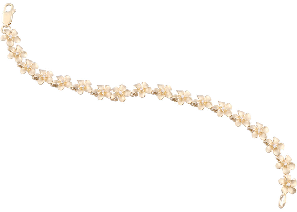 Plumeria Diamond Bracelet Sand Blast Finish
