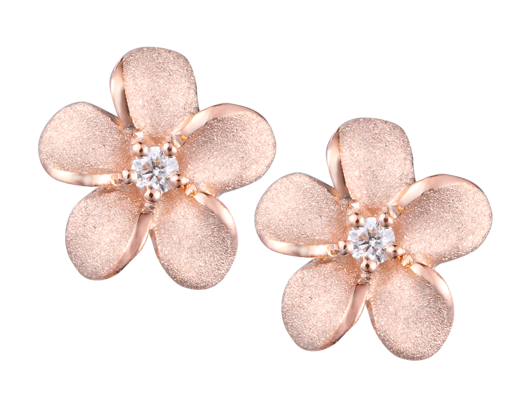 14k Rose Gold 8mm Plumeria Earrings Denny Wong - Main Image