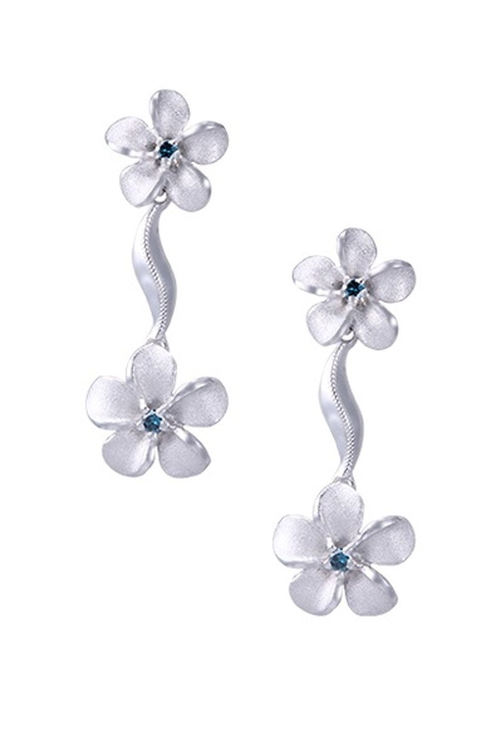 14K WHITE GOLD DIAMOND PLUMERIA LEI EARRINGS