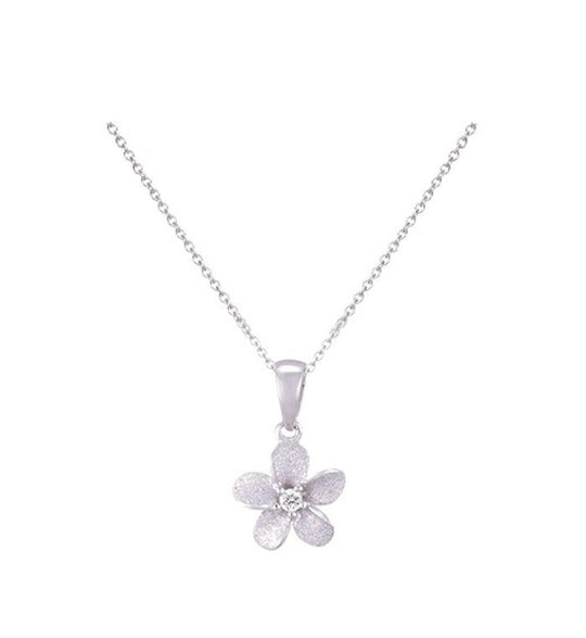 8mm 14k Plumeria Pendant with 0.02 carats diamond