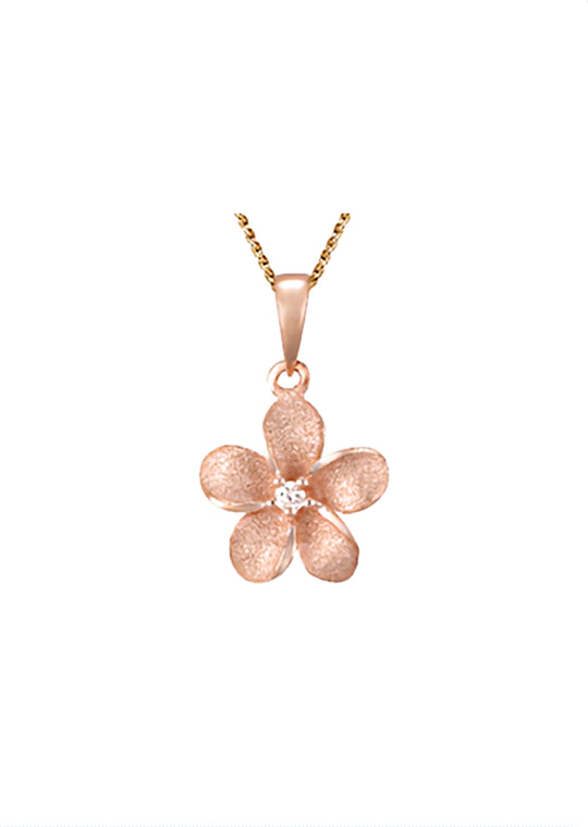 14k 11mm Plumeria Diamond Pendant