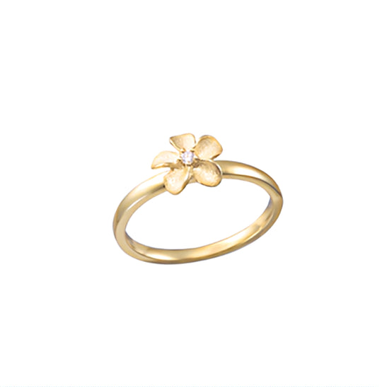 Anneau de diamant Plumeria de 8 mm 14K