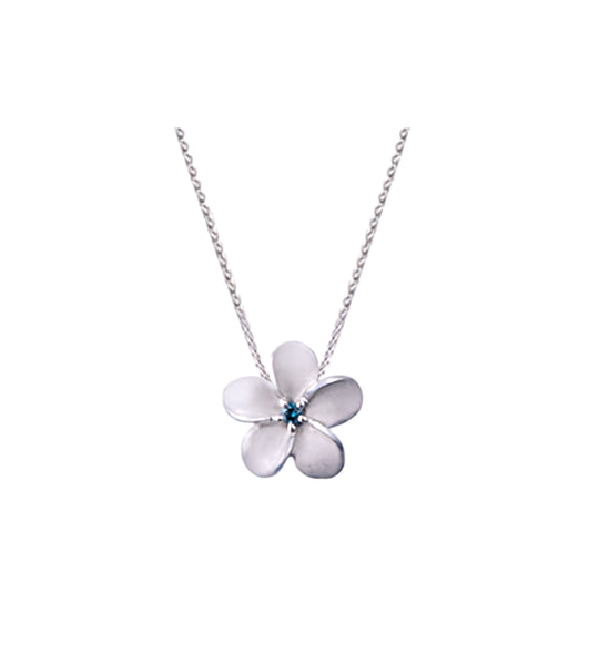 14k 8mm Plumeria Slide with Blue Diamond