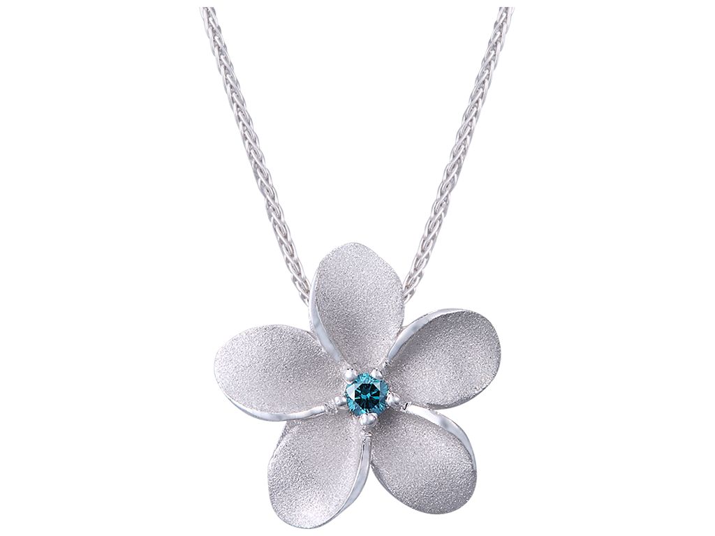 14K PLUMERIA WHITE GOLD SLIDE PENDANT
