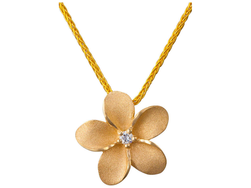 13MM YELLOW GOLD PLUMERIA SLIDE PENDANT