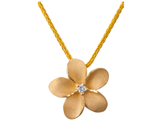 Sobe de plumeria en diamant de 14K 13 mm