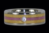 Anneau en titane en diamant avec de la sugilite rose