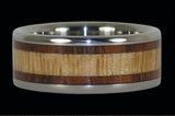 Hawaiian Koa and Mango Wood Inlay Titanium Ring